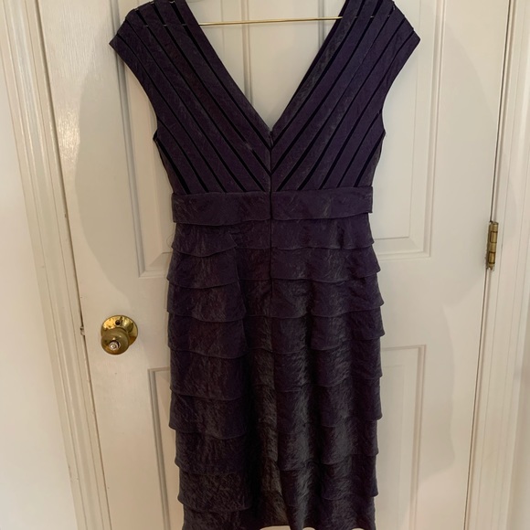 Cache Shimmer Purple Layered V-neck Cocktail Dress - Picture 5 of 7